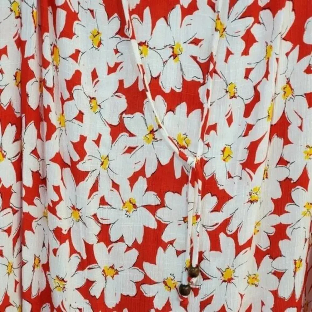 New daisy floral off‎ shoulder peasant blouse plus
